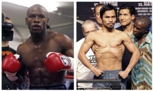 Mayweather Jr. (izquierda) y Manny Pacquiao se enferntarán en combate por el título el 2 de mayo. Foto: AP