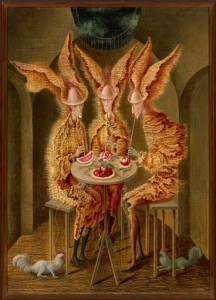 En esta imagen difundida por Christie's Images Ltd., "Vampiros vegetarianos" de Remedios Varo. La pintura de la artista mexicana encabeza la venta de arte latinoamericano de la casa el miércoles 27 de mayo del 2015 en Nueva York. (Christie's Images Ltd. vía AP)