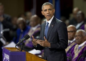 Obama ofreció en Charleston el sermón principal en memoria del reverendo y senador estatal Clamenta Pinckney. Foto: AP