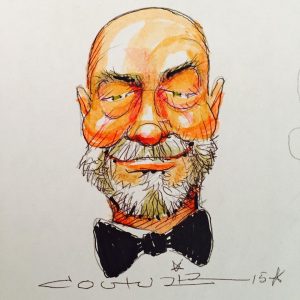 Así se autocaricaturiza don Luis, por su personaje de Benjamín Nieto, en "El Hotel de los Secretos". Foto: Cortesía Luis Couturier