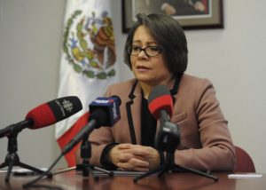 Vancouver, BC: JANUARY 31, 2014 -- Consul General Claudia Franco Hijuelos from the Consulate General of Mexico in Vancouver, BC speaks to the media Friday, January 31, 2014 about the suicide death of Mexican national Lucia Vega Jimenez December 20, 2013 at the Vancouver airport. Jimenez, 42, was in Canadian Border Services Agency detention at the time of her death. (Photo by Jason Payne/ PNG) (For story by Brian Morton) [PNG Merlin Archive]